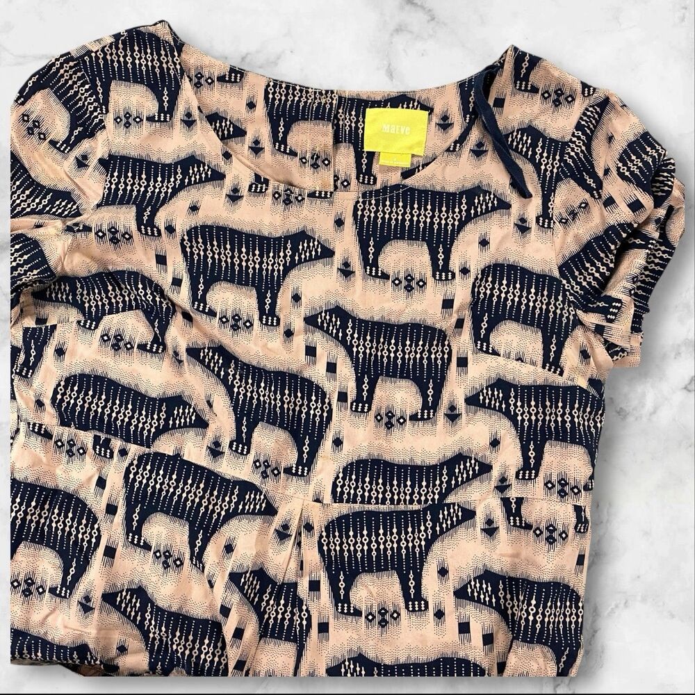 Anthropologie Maeve Zola Pink Animal Print Mini Shift Rayon Dress Women's Size 2 - Picture 4 of 10